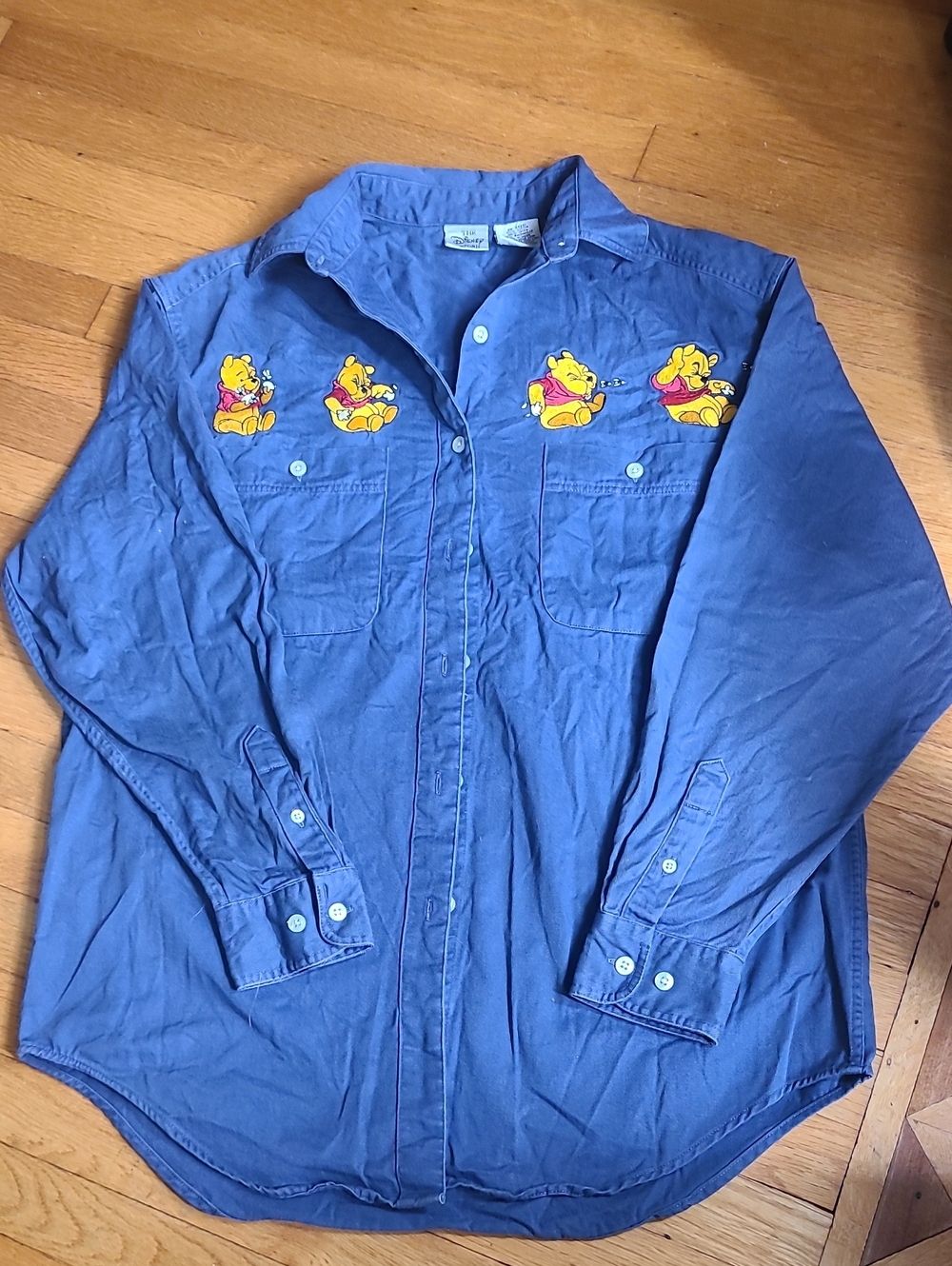 Vintage Pooh Bear Embroidered Button Down Shirt